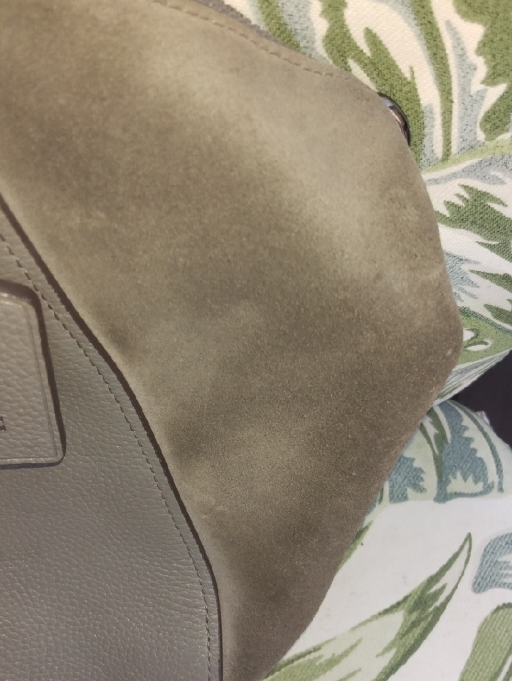 Coach Taupe Gray Leather & Suede Tote with Gunmetal Hardware: Leather Normal Use - Picture 4 of 10